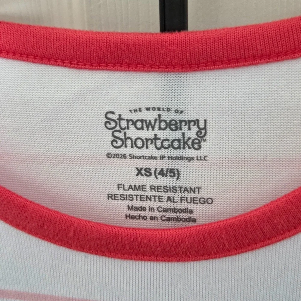 NWT Strawberry Shortcake Pajama Set Girls Size XS 4-5 Pink 2‎ Piece Sleepwear